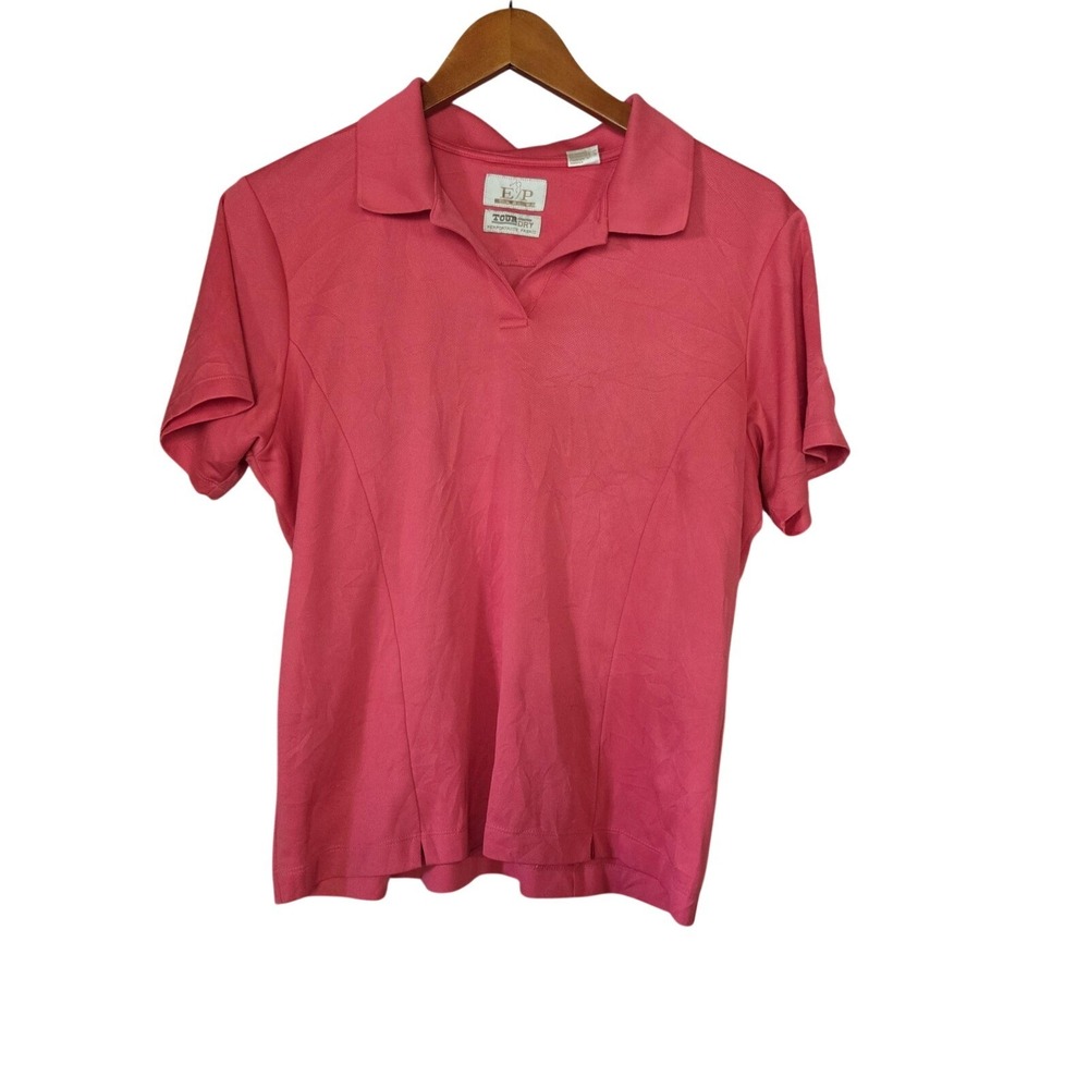 EP Pro Polo Shirt Womens Large Pink Tour Dry Short Sleeve Golf Performance Top